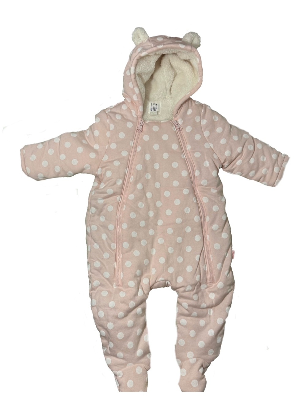 GAP Baby Pink Polka Dot Hooded One-Piece outdoor wear jacket